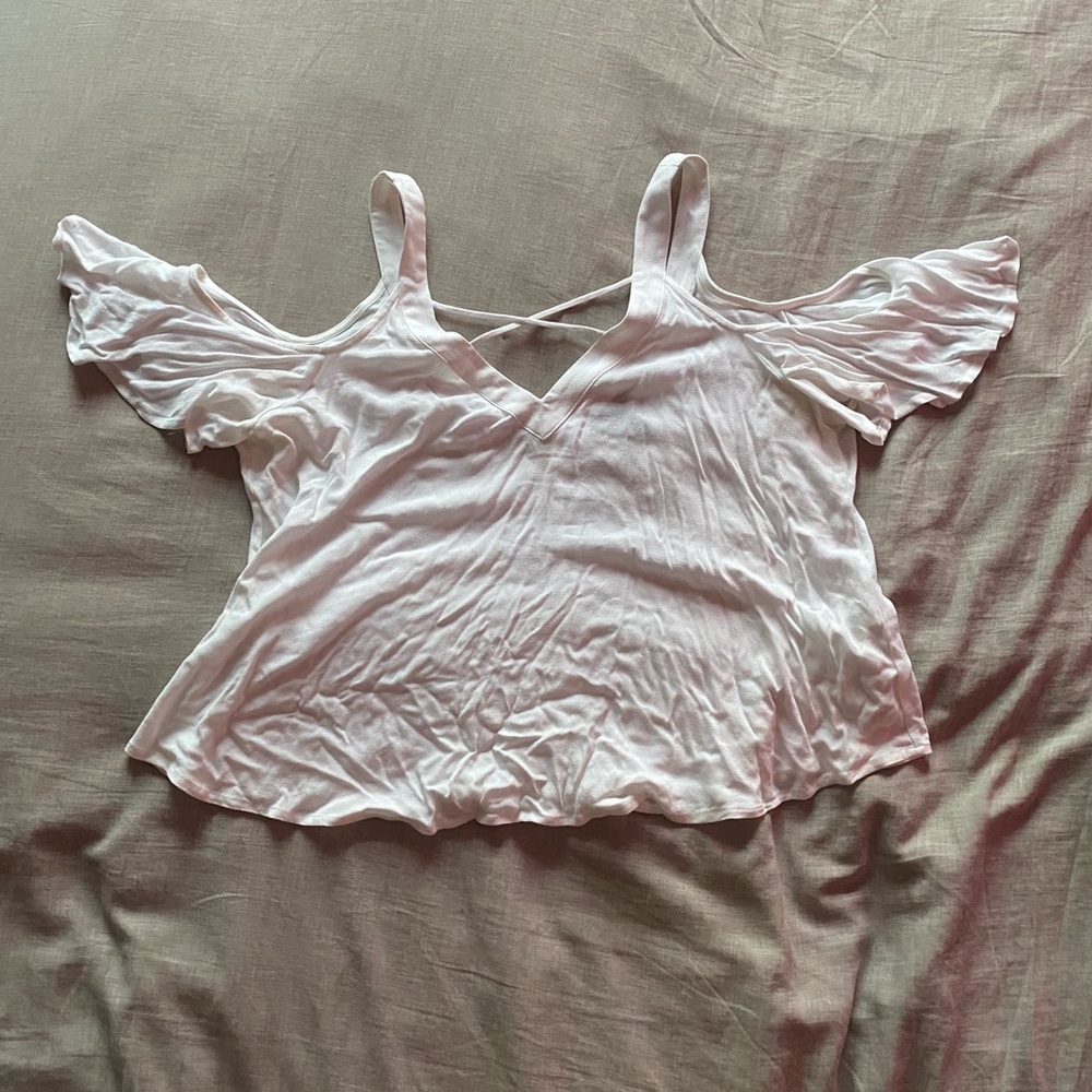 white detailed off the shoulder blouse